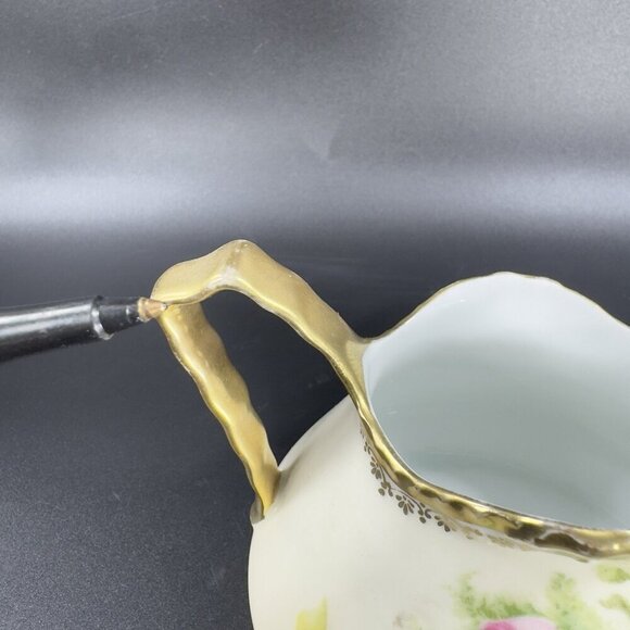 Vintage Prussia B Painted Porcelain Small Pitcher Carafe Jug Floral Pattern VTG - Picture 11 of 13